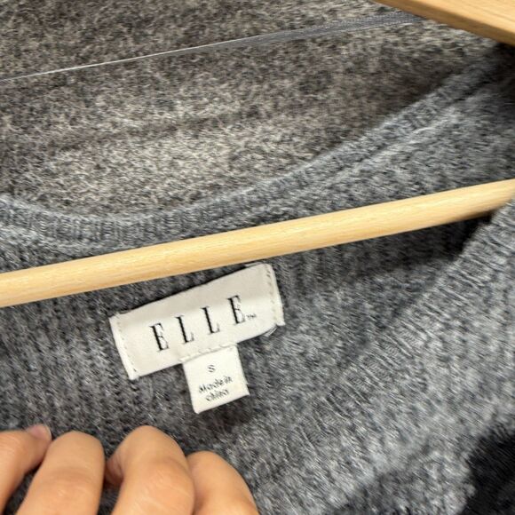 Elle Sweater Pullover Women S Small Gray Knit Long Sleeve Acrylic Round Neck - Picture 3 of 7